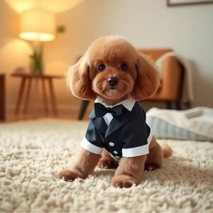 Pet Dog Wedding Outfit Black Classic Gentleman Style